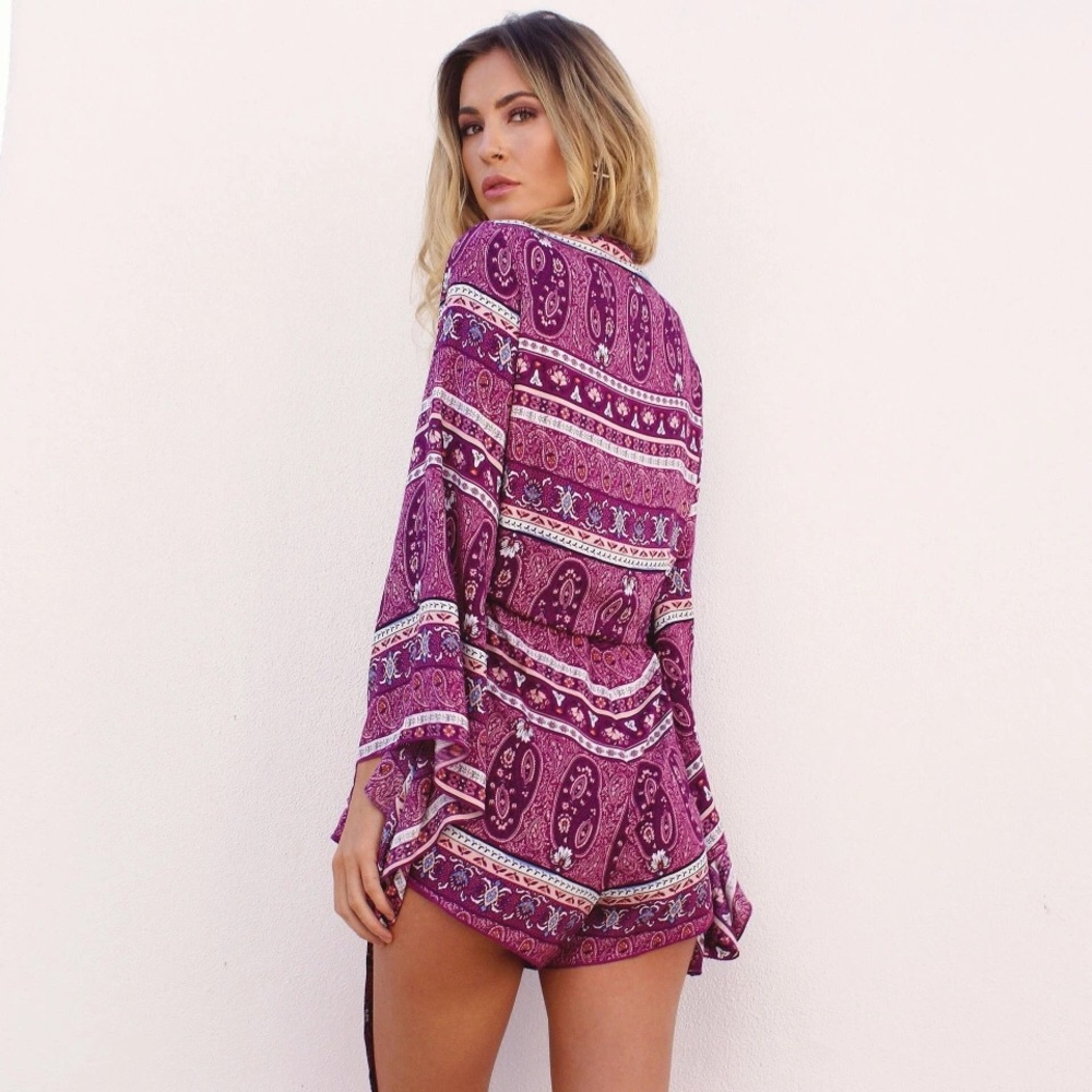 Purple Boho Romper - Picture 4 of 7